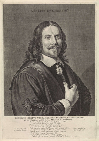 Portrait of Henricus Regius, Theodor Matham, 1661 - 1670 Canvas Print