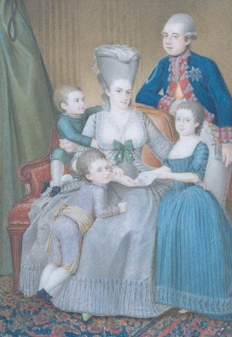 Willem V (1748-1806), prins van Oranje-Nassau, met zijn vrouw Frederika Sophia Wilhelmina van Pruisen en hun kinderen Frederica Louisa Wilhelmina, Willem Frederik en Willem George Frederik, Pieter Lesage, 1779 Canvas Print