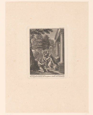 Recognition of Daphnis and flight of Gnathon, Benoît Audran (I), 1718 Canvas Print