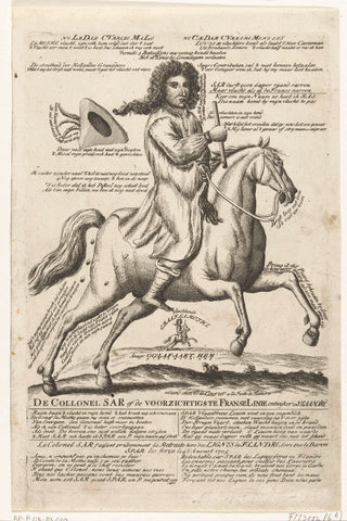 Cartoon on the fleeing colonel Sar, 1705, anonymous, 1705 - 1706 Canvas Print