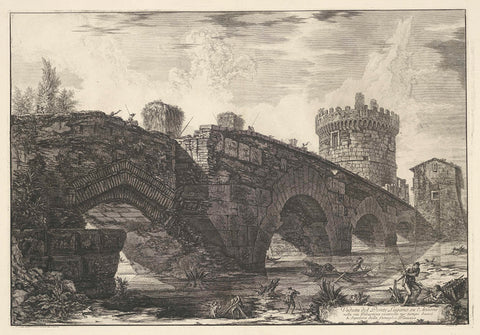 Ponte Lucano with the Tomb of Plautius Lucanus, Giovanni Battista Piranesi, 1748 - 1778 Canvas Print