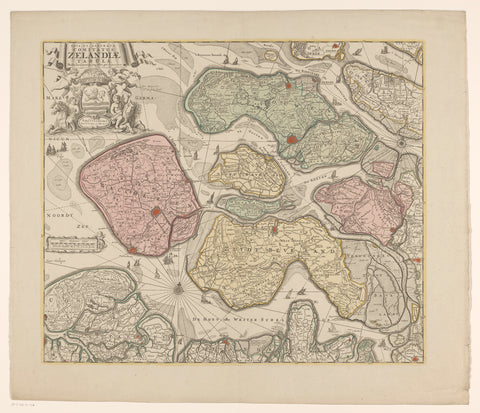 Map of Zeeland, anonymous, 1721 - 1774 Canvas Print