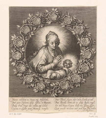 Mary with child in rosary, Boëtius Adamsz. Bolswert, 1611 Canvas Print