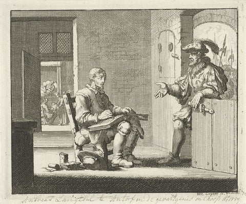 Andries Langedul te Antwerpen gevangengenomen onder het lezen van de Bijbel, 1559, Jan Luyken, 1685 Canvas Print