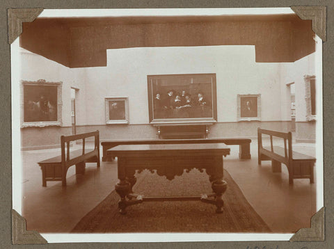 Central hall seen to the east with paintings, panelling and in the foreground a 17th century table, 1932 Canvas Print