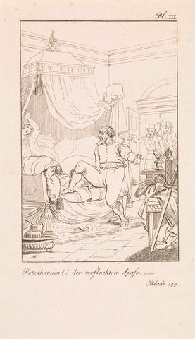 Man steps into a four-poster bed with a lady, Daniël Veelwaard (I), 1802 - 1809 Canvas Print