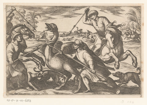 Hunting an Ostrich, Antonio Tempesta, 1595 Canvas Print