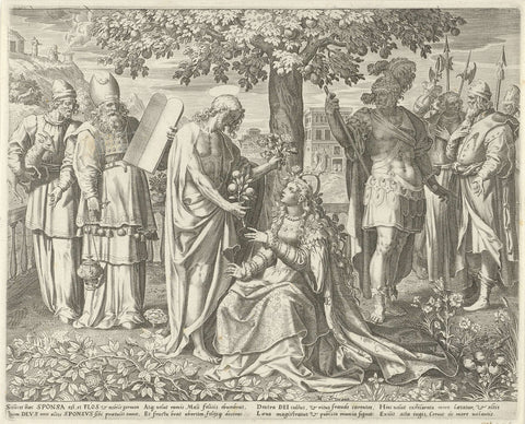 Christ and His Bride Under an Apple Tree, Johann Sadeler (I), 1590 Canvas Print