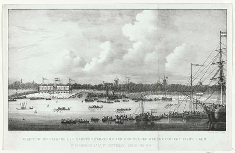 Gezigt, presenting the first competition of the Koninklijke Nederlandsche Yacht-Club on the river Maas in Rotterdam, on the 10th of June 1846, G. Engels, 1846 Canvas Print