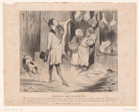 Caricature of Victor Hugo at a German Butcher, Honoré Daumier, 1842 Canvas Print