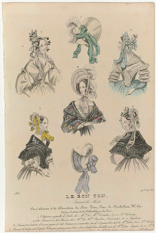 Le Bon Ton, Journal des Modes, 1837, 91e Liv. : 1, Chapeau en paille d'Itali (...), anonymous, 1837 Canvas Print