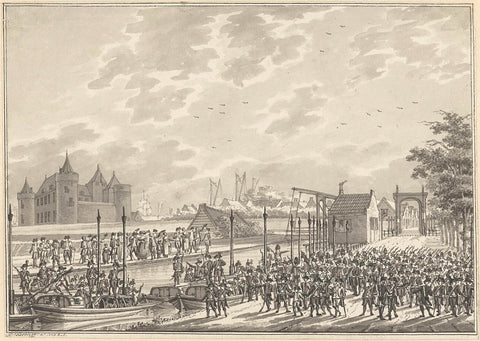 Arrival of the armed Amsterdam civilians in Muiden, 1787, Daniël Kerkhoff, 1787 Canvas Print