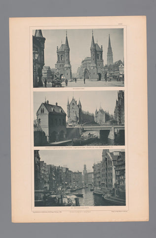 Three faces of Hamburg, depicted the Brooksbrücke, an administrative building and the Deichstrassenfleth, Wilhelm Dreesen, 1894 Canvas Print