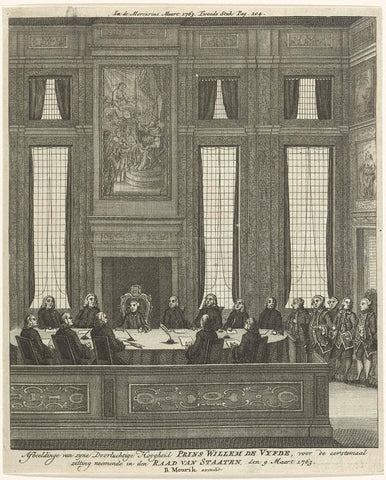 William V takes a seat for the first time in the Council of State, 1763, anonymous, 1763 Canvas Print