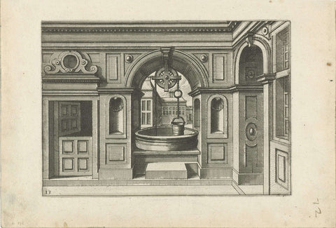 Well in arched opening in a wall, Johannes or Lucas van Doetechum, c. 1574 Canvas Print