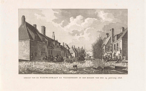 Flooding in the Palingstraat in Vlissingen, 1808, Izaak Jansz. De Wit, 1808 Canvas Print