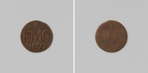 Medal with inscription FMC 1671, anonymous, 1671 Canvas Print