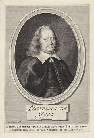 Portrait of Laurens de Geer, Theodor Matham, 1656 Canvas Print