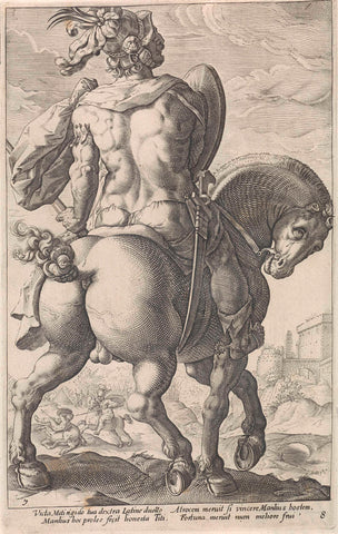 Titus Manlius on horseback, anonymous, 1645 - 1706 Canvas Print