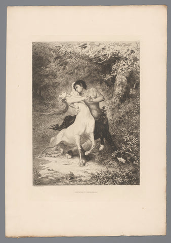 Male and female centaur, Lionel Aristide Lecouteux, 1878 Canvas Print