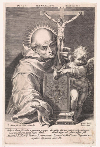 Saint Bernardus of Siena, Johann Sadeler (I), 1588 - 1595 Canvas Print