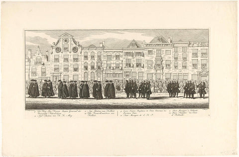 Members of the States-General and court servants in the funeral procession of Anna van Hannover in Delft, 1759, Simon Fokke, 1759 - 1761 Canvas Print