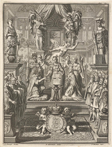 Coronation of William III and Mary Stuart, 1689, Jacobus Baptist, 1696 - 1700 Canvas Print