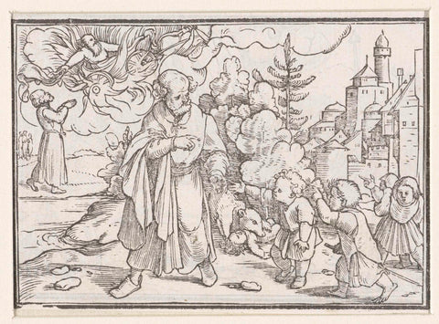 Punishment of the children who mock Elisha, Hans Holbein (II), 1538 Canvas Print