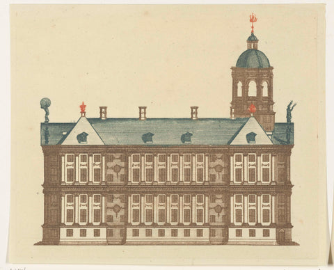 Side façade of the City Hall in Amsterdam, anonymous, 1695 - 1699 Canvas Print