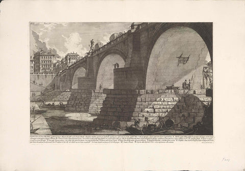 Engelenbrug te Rome, Giovanni Battista Piranesi, c. 1756 - c. 1757 Canvas Print