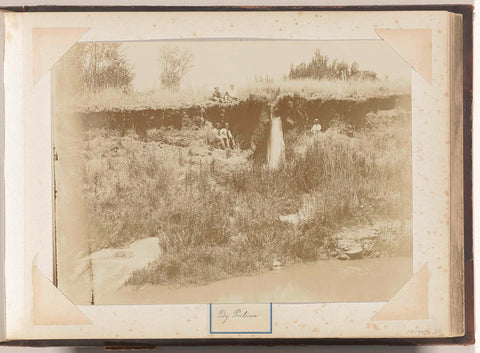 Europeans with a dog next to a waterfall near Pretoria, anonymous, c. 1890 - c. 1920 Canvas Print