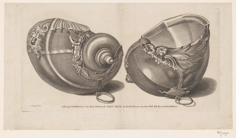 Ship Drinking Horn of the Admiral Piet Hein, in the cabinet of den Wel Ed. Heere H.A. Dibbets, anonymous, 1780 - 1782 Canvas Print