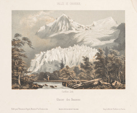 View of Mont Blanc from the Col des Montets, Ad. Cuvillier, 1858 Canvas Print