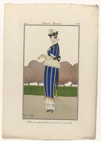 Journal des Dames et des Modes, Costumes Parisiens, 1914, No. 138 : Robe de satin (...), André Stéfan, 1914 Canvas Print