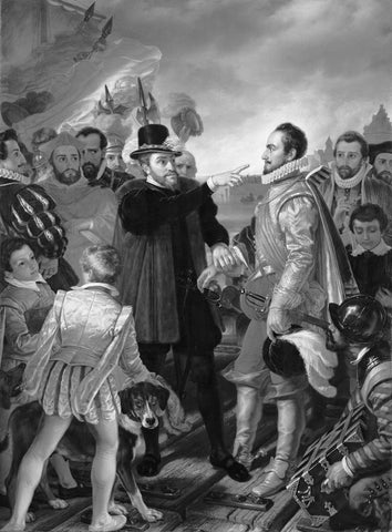 Philip II, King of Spain, Reproaches William I, Prince of Orange, in Vlissingen upon his Departure from the Netherlands in 1559, Cornelis Kruseman, 1832 Canvas Print