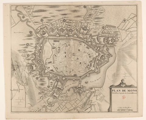 Plan of the Siege of Mons (Mons), 1709, Pieter van Call (II), 1709 - 1732 Canvas Print