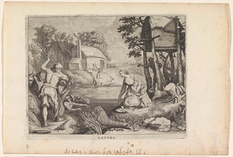 Leto (Latona) turns the Lycians into frogs, Crispijn van de Passe (II), c. 1636 - 1670 Canvas Print