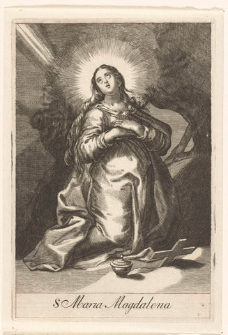 Saint Mary Magdalene as hermit, Boëtius Adamsz. Bolswert, 1590 - 1662 Canvas Print