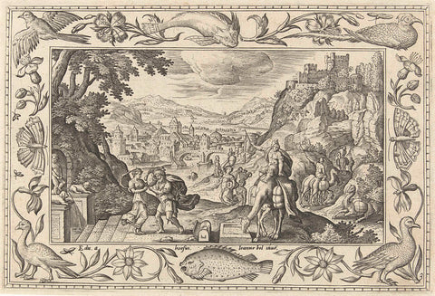 Rebekka and Eliëzer at the source, Adriaen Collaert, 1582 - 1586 Canvas Print