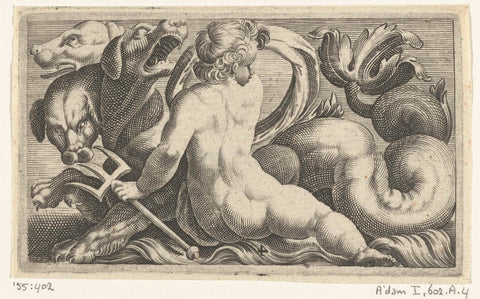 Child seen on the back of a three-headed sea creature, Adam Fuchs, c. 1526 - 1606 Canvas Print