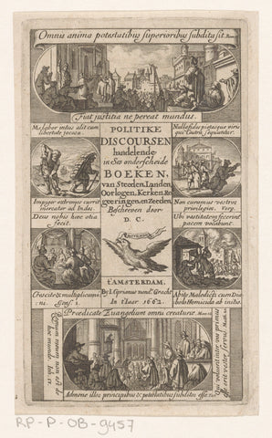 Six scenes with Latin proverbs, anonymous, 1662 Canvas Print