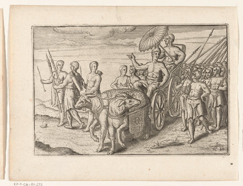 The king of Bali in his chariot, 1597, anonymous, 1646 Canvas Print