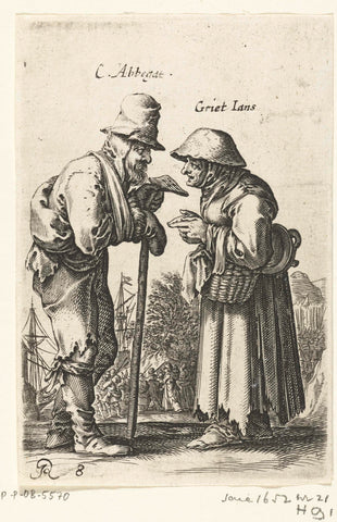 Two old beggars in conversation with each other, Salomon Savery, 1652 - 1654 Canvas Print