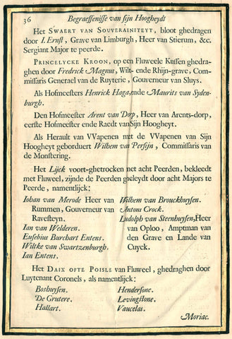 The description of the funeral of Frederik Hendrik, p. 36, Pieter Jansz. Post, 1651 Canvas Print