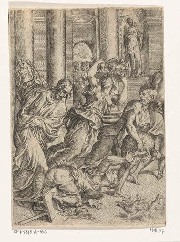 Christ expels money changers from the temple, Marco dell'Angolo del Moro (attributed to), 1514 - 1599 Canvas Print