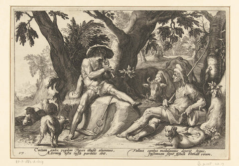 Mercury plays flute for Argus, Hendrick Goltzius (workshop of), 1589 Canvas Print