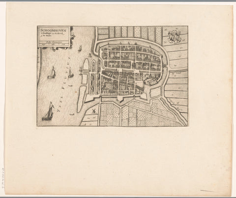 Map of Schoonhoven, anonymous, 1632 - 1649 Canvas Print