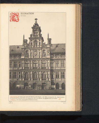 View on the front of the town hall of Antwerp, Belgium, anonymous, c. 1875 - in or before 1880 Canvas Print