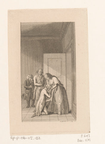 Sir Franklin kneels and kisses Klara on the hand, Daniel Nikolaus Chodowiecki, 1790 Canvas Print