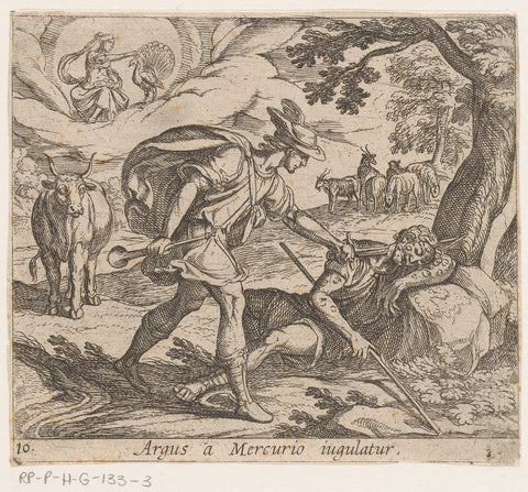 Mercurius doodt Argus, Antonio Tempesta, 1606 - 1638 Canvas Print